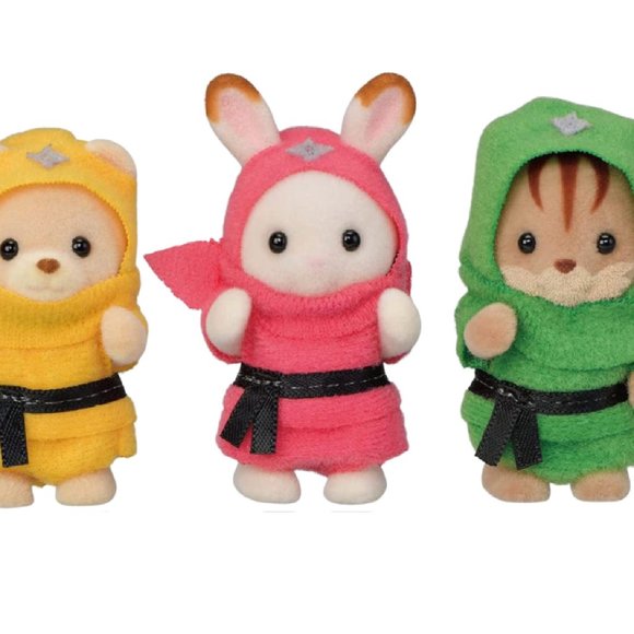 Calico Critters Baby NINJA Limited Edition 35th Anniversary Sylvania Set of 3 - Picture 4 of 8
